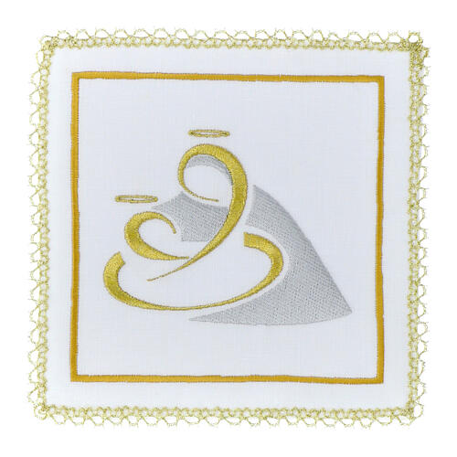 Mass altar linens, silk cotton with medium fine gold embroidery Birth 1