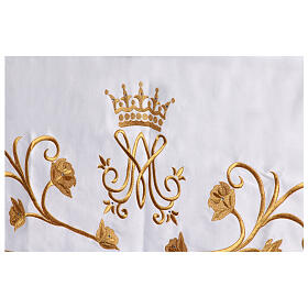 Marian altar cloth with golden embroidery and crystals, shining satin, 60x40 in