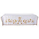 Marian altar cloth with golden embroidery and crystals, shining satin, 60x40 in s1