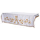 Marian altar cloth with golden embroidery and crystals, shining satin, 60x40 in s4