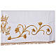 Marian altar cloth with golden embroidery and crystals, shining satin, 60x40 in s5