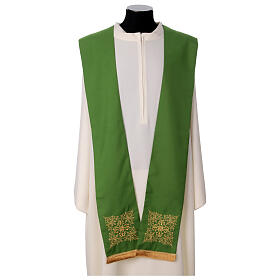 Priest stole with square embroidery and crystals, Vatican fabric, 4 colours