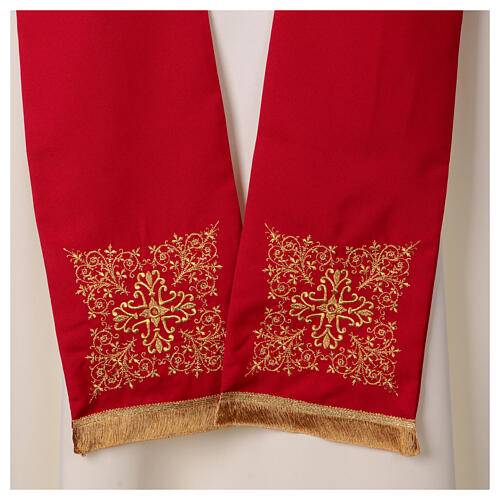 Priest stole with square embroidery and crystals, Vatican fabric, 4 colours 5