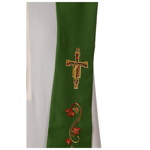 Estola símbolos franciscanos bordados tejido poliéster 7