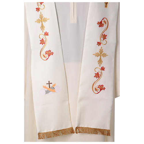 Estola símbolos franciscanos bordados tejido poliéster 9