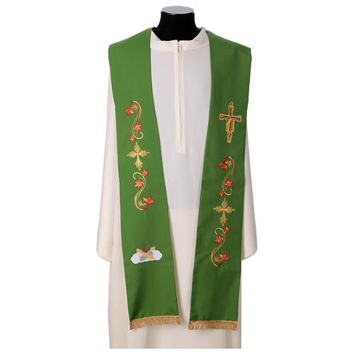 Stola simboli francescani ricami tessuto poliestere 1