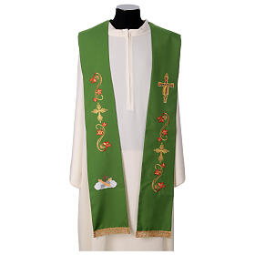 Estola símbolos franciscanos bordados tecido poliéster
