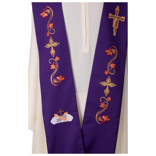 Stole with Franciscan symbols embroidery in polyester fabric 10