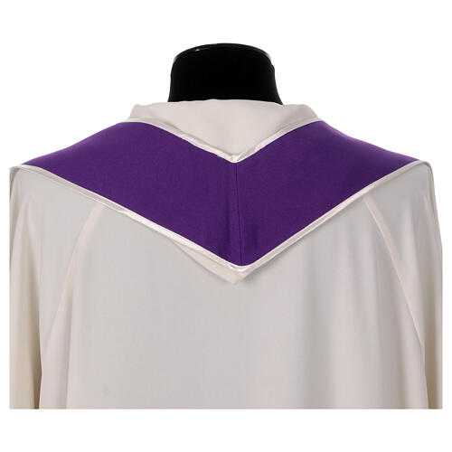Étole bicolore bord appliqué blanc violet polyester 6