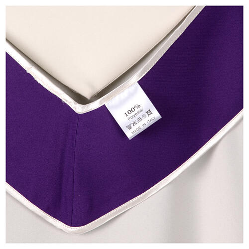 Two-tone priest stole with white purple polyester applied edge 7