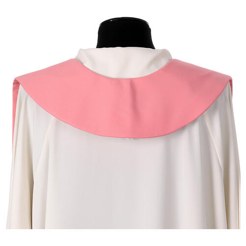 Pink stole with golden embroidery, IHS and cross, 100% polyester 3
