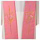 Pink stole with golden embroidery, IHS and cross, 100% polyester s2