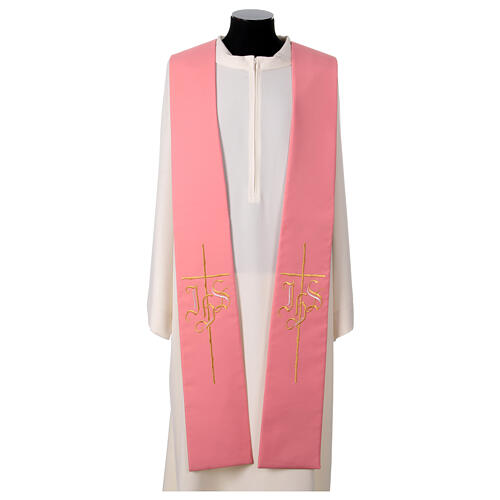 Stolone rosa 100% poliestere croce oro IHS 1