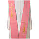 Pink polyester stole with ear of wheat and flame s2