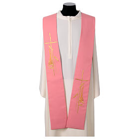 Single color polyester stole in herringbone and fire pink