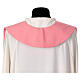 Single color pink polyester stole with IHS gold cross and ears s3