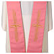 Pink polyester stole with golden cross s2