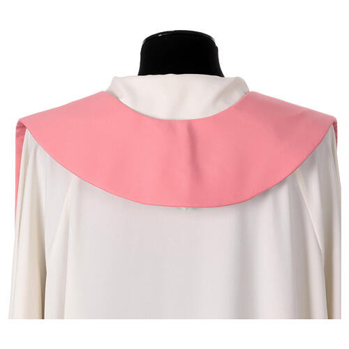 Single color pink stole 100% polyester with gold cross 3