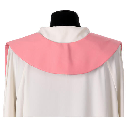 Pink polyester stole with grapes, chalice, fish and bread 4