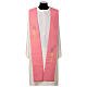 Pink polyester stole with grapes, chalice, fish and bread s1