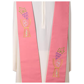 Stolone monocolore rosa 100% poliestere uva calice pani e pesce