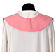 Pink polyester stole with golden embroidery, Chi-Rho, wheat, fish and bread s3