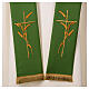 Bicoloured stole of white and green polyester, cross and wheat s3