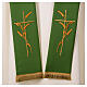 Two-tone stole, white, green, polyester cross and wheat s3