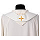 Two-tone stole, white, green, polyester cross and wheat s6