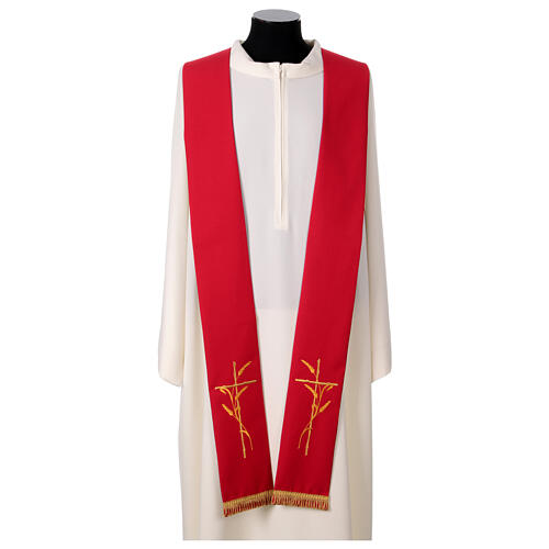 Stola bicolore rosso viola 100% poliestere croce e spiga 2