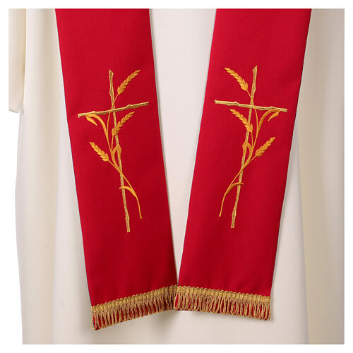 Stola bicolore rosso viola 100% poliestere croce e spiga 4