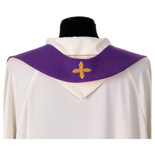 Stola bicolore rosso viola 100% poliestere croce e spiga 5