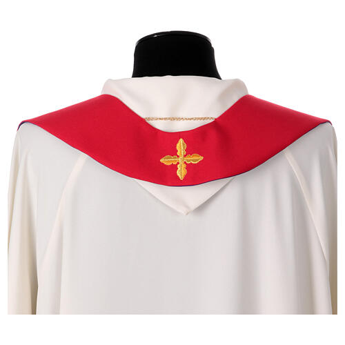 Stola bicolore rosso viola 100% poliestere croce e spiga 6