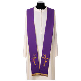 Two-tone red purple stole 100% polyester cross and wheat