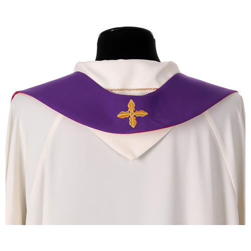 Two-tone red purple stole 100% polyester cross and wheat 5