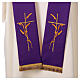 Two-tone red purple stole 100% polyester cross and wheat s3
