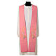 Pink polyester stole with Chi-Rho and Eucharistic symbols s1