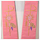 Pink polyester stole with Chi-Rho and Eucharistic symbols s2