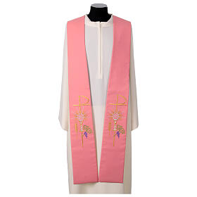 Pink priest's stole 100% polyester IHS grapes and ears