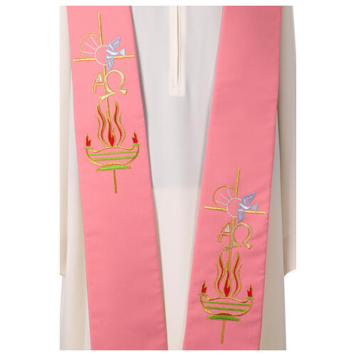 Pink polyester stole, flame dove alpha and omega 2