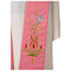 Pink polyester stole, flame dove alpha and omega s3