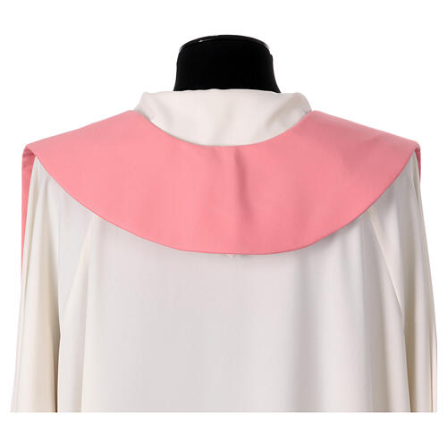 Pink polyester stole with cross and wheat 3
