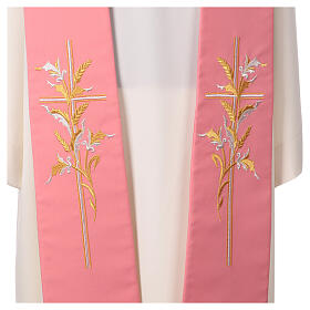Single color polyester stole, pink cross and ears