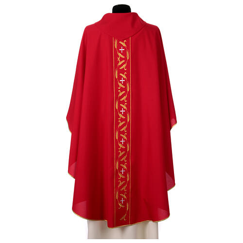 Priest chasuble with embroidery of golden wheat and silver crosses, 100% polyester 8