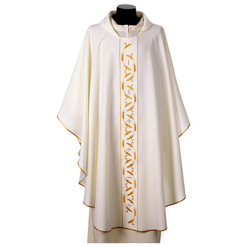 Casula sacerdotale 100% poliestere ricamo spighe dorate croci argento 6