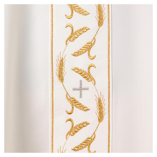 Casula sacerdotale 100% poliestere ricamo spighe dorate croci argento 7