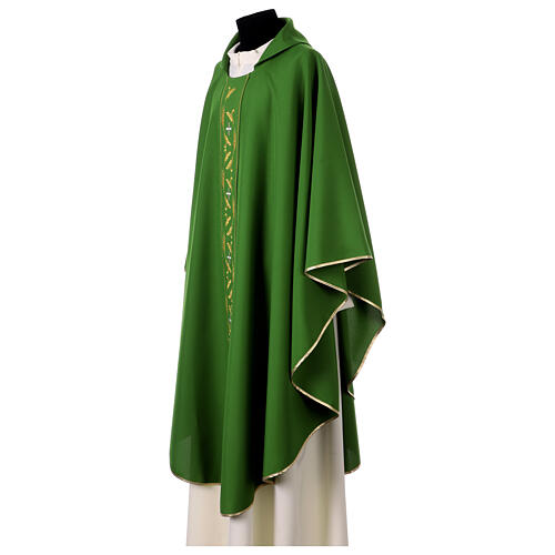 Casula sacerdotale 100% poliestere ricamo spighe dorate croci argento 10