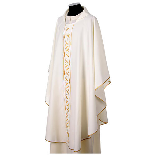 Casula sacerdotale 100% poliestere ricamo spighe dorate croci argento 12