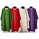 Casula sacerdotale 100% poliestere ricamo spighe dorate croci argento s1