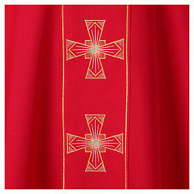 Priest chasuble with silver and golden crosses, 100% polyester
